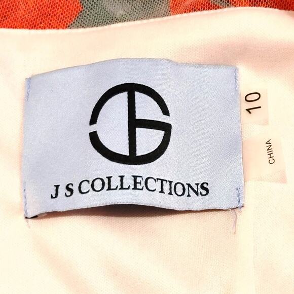 JS Collections Denise Column Tea Length Dress Floral Poppy Red Womens Size 10 - Picture 7 of 12